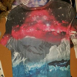 Colorful mountain all over print shirt